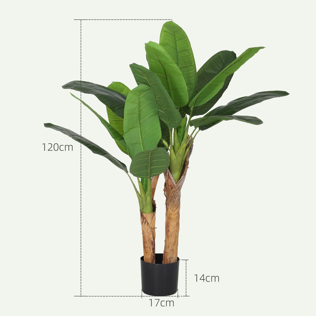 easycomfort easycomfort pianta artificiale di banano alta 120 cm con vaso incluso per interni verde