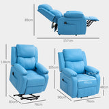 easycomfort easycomfort poltrona alzapersona reclinabile con poggiapiedi e telecomando in pelle pu 76x90x105 cm azzurro