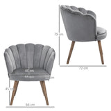easycomfort easycomfort poltrona in velluto imbottita con schienale a conchiglia 66x66x78 5cm grigio