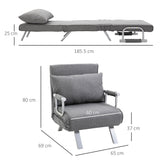 easycomfort easycomfort poltrona letto singola con schienale regolabile su 5 livelli e cuscino in tessuto grigio chiaro