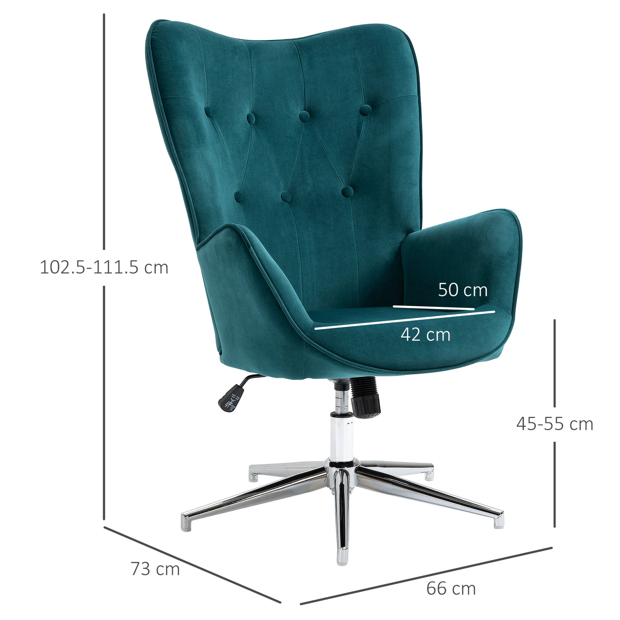 easycomfort easycomfort poltrona per ufficio e salotto in velluto girevole con braccioli e altezza regolabile blu