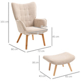 easycomfort easycomfort poltrona relax con pouf poggiapiedi in velluto a costine con schienale alto e braccioli beige