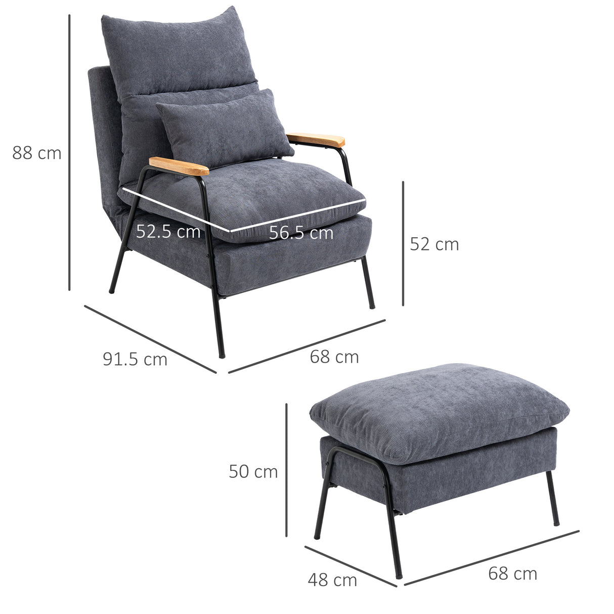 easycomfort easycomfort poltrona relax reclinabile con pouf poggiapiedi in velluto a costine grigio