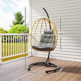 easycomfort easycomfort poltrona sospesa e pieghevole con cuscini in acciaio e rattan pe 102x102x195 cm nera grigia e beige
