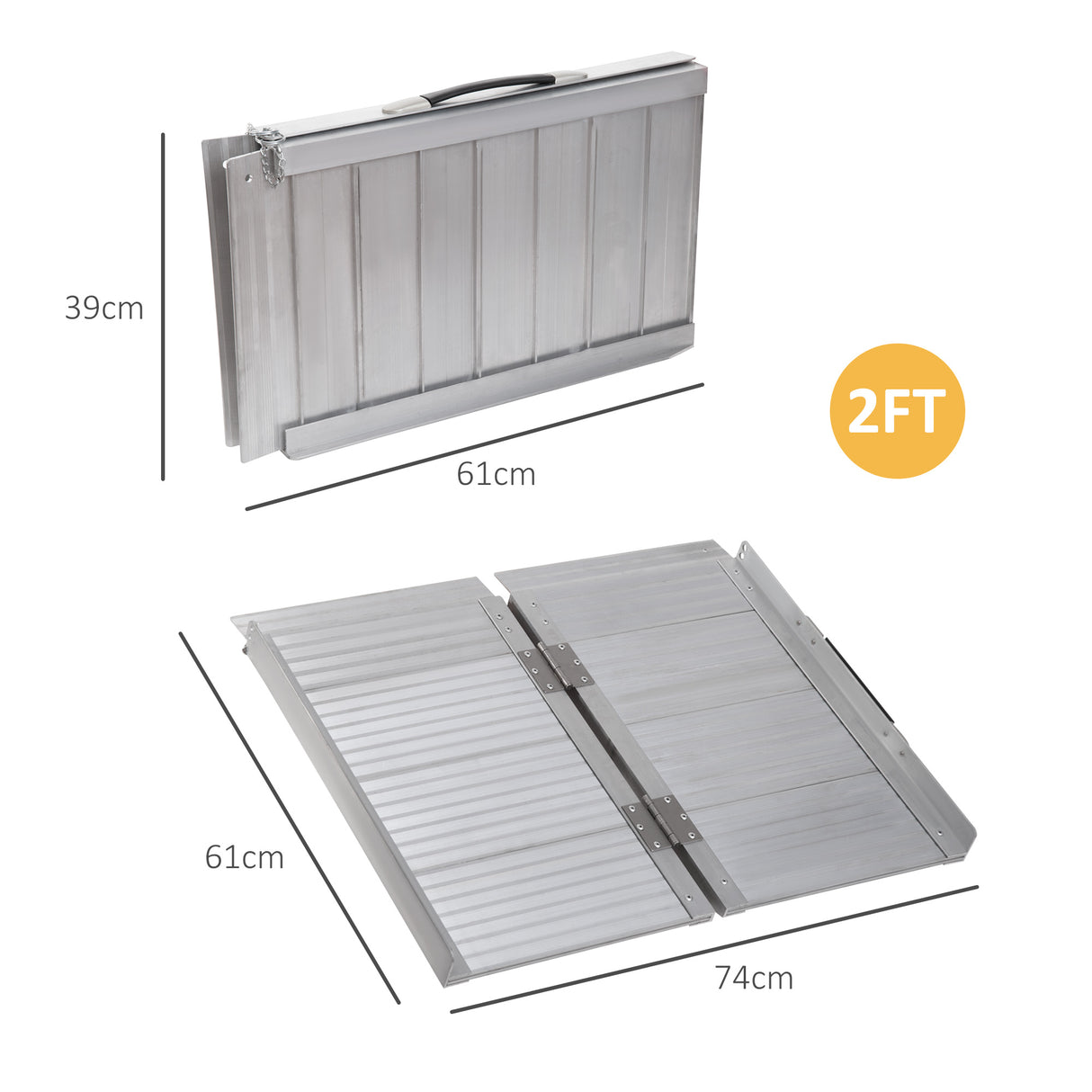 easycomfort easycomfort rampa per sedia a rotelle pieghevole in alluminio con bordi esterni 61x74x5 cm argento