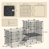 easycomfort easycomfort recinto per animali modulabile e multilivello con 39 pannelli in acciaio e pp 140x70x105 cm nero