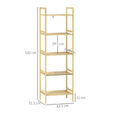 easycomfort easycomfort scaffale bagno a 5 ripiani regolabili in altezza in bambu 43 5x31 5x142 cm legno naturale