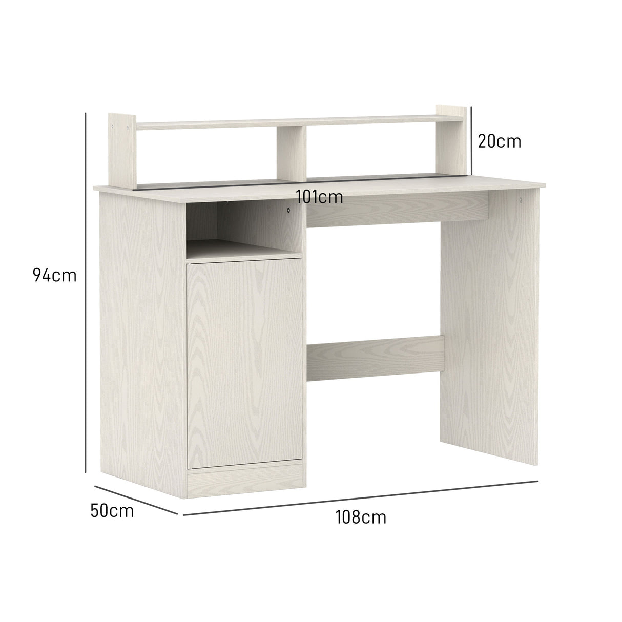 easycomfort easycomfort scrivania moderna con supporto per monitor armadietto e ripiani 108x50x94 cm crema