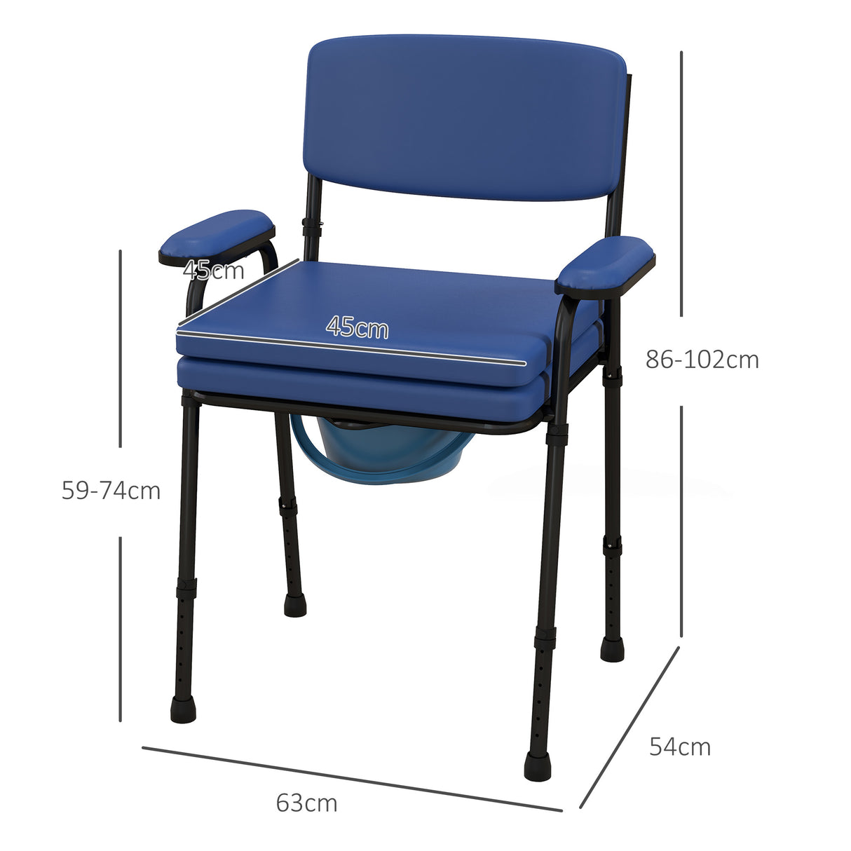 easycomfort easycomfort sedia comoda 5 in 1 per anziani e disabili per wc e doccia altezza regolabile e secchio rimovibile blu