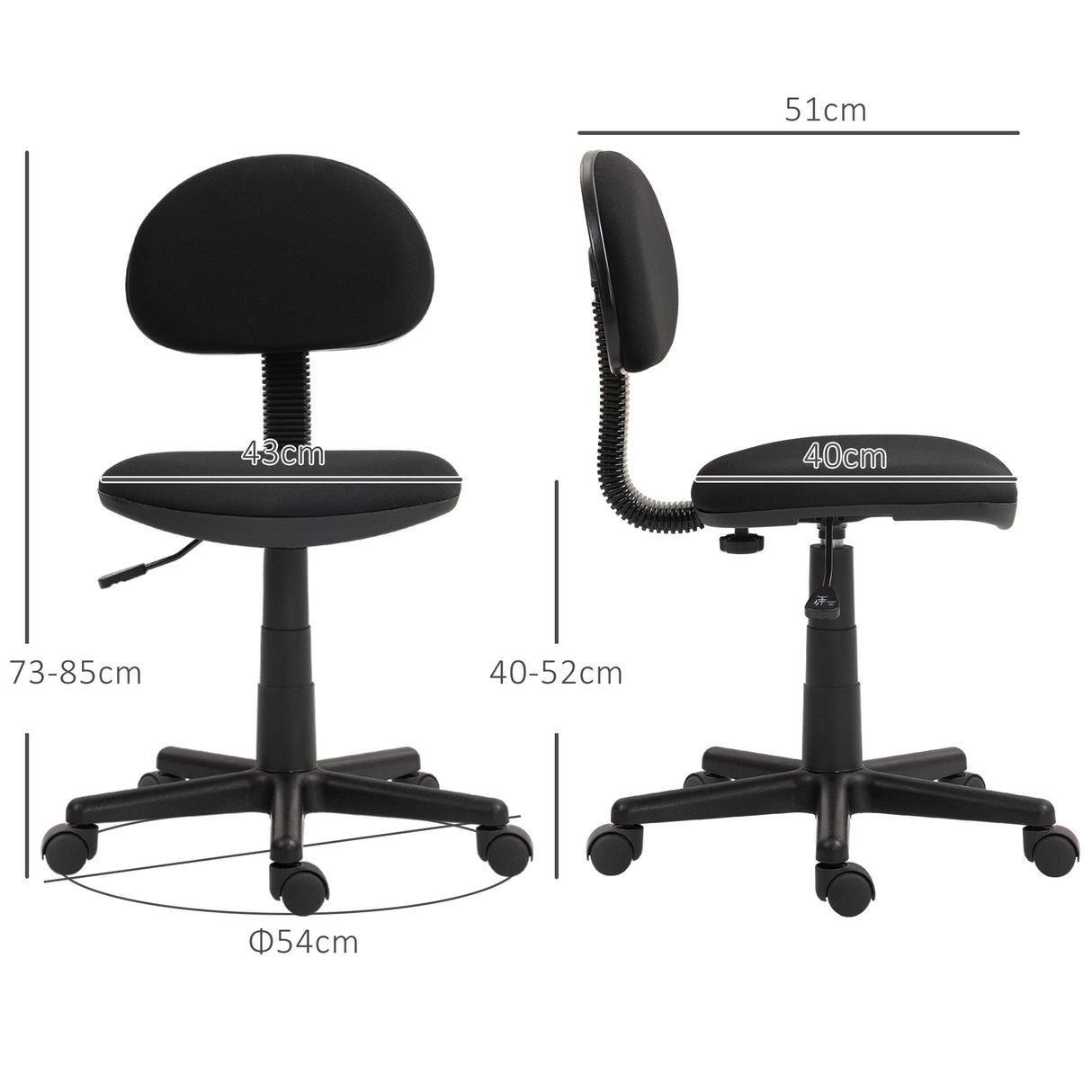 easycomfort easycomfort sedia da ufficio girevole ad altezza regolabile in tessuto elastico spugna e acciaio 43x51x73 85 cm nero