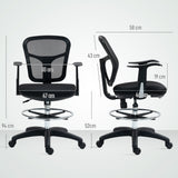easycomfort easycomfort sedia girevole con anello poggiapiedi e schienale ricurvo in poliestere schiuma e plastica 55x58x94 cm nero