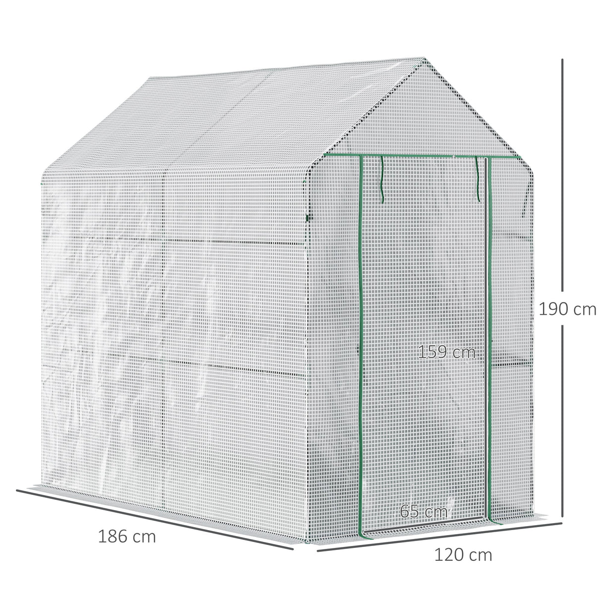 easycomfort easycomfort serra a casetta con rivestimento in pe porta a cerniera e 4 ripiani 186x120x190cm bianco