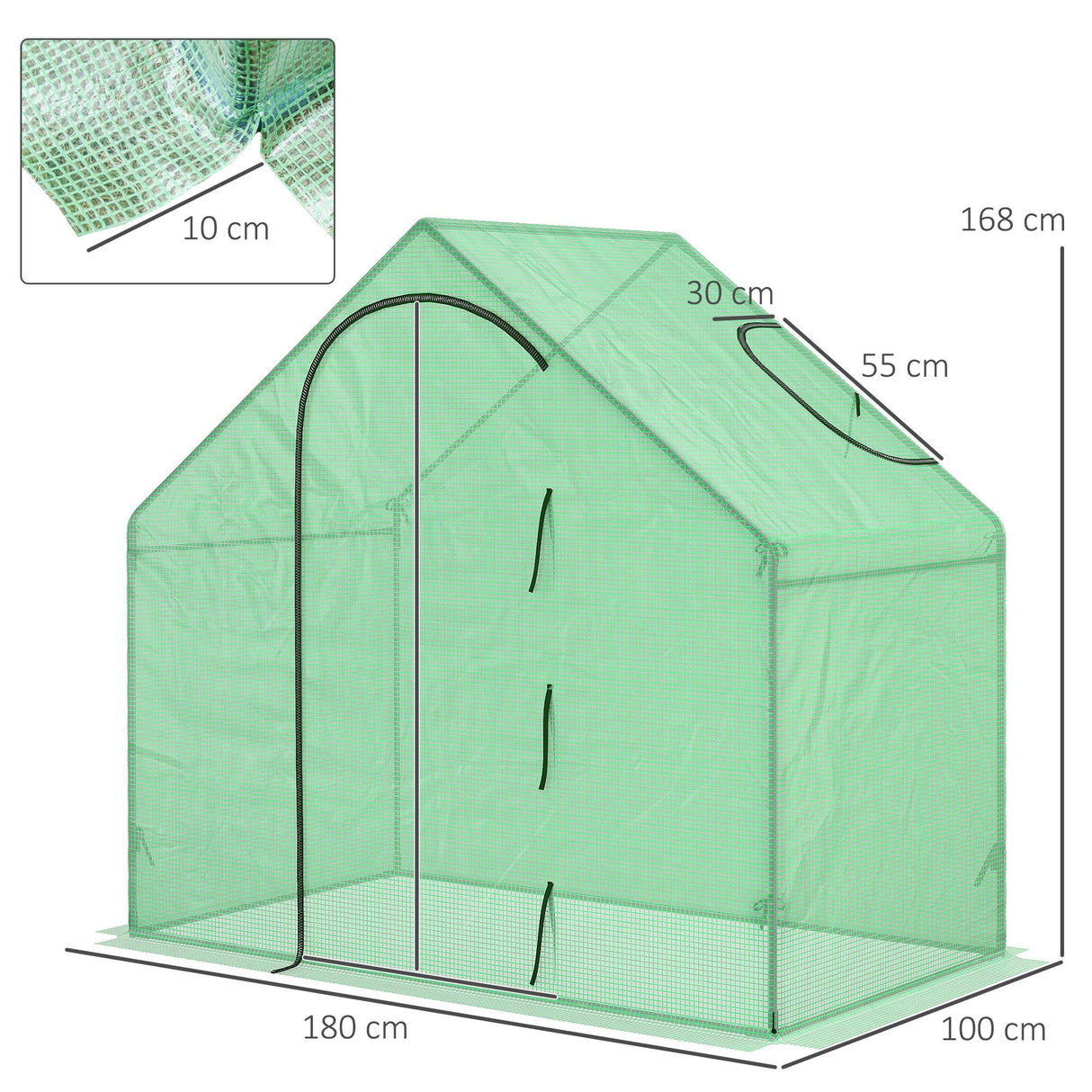 easycomfort easycomfort serra da giardino con porta a cerniera e presa daria 4 funi e paletti inclusi 180x100x168 cm verde