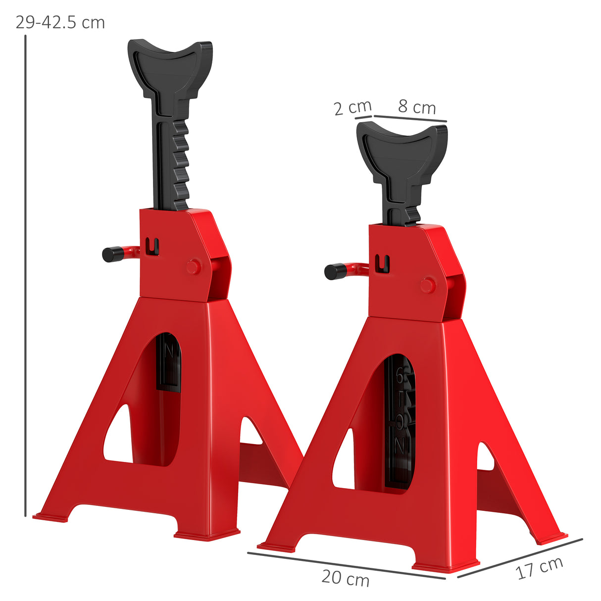easycomfort easycomfort set 2 cavalletti auto da 3 tonnellate regolabili da 29 42 5 cm acciaio al carbonio e ghisa rosso