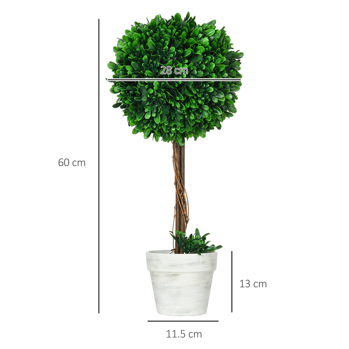 easycomfort easycomfort set 2 piante finte alberi di bosso da interno ed esterno con vaso 28x60cm