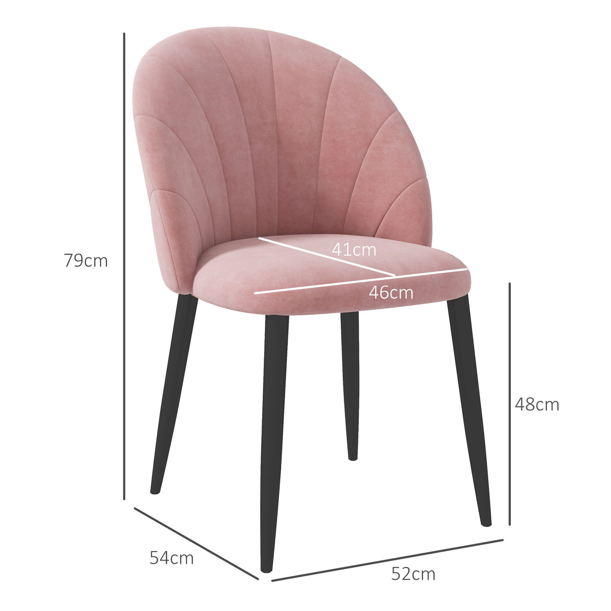 easycomfort easycomfort set 2 sedie da pranzo imbottite stile nordico in metallo e velluto 52x54x79cm rosa