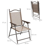 easycomfort easycomfort set 2 sedie pieghevoli da giardino con braccioli e seduta in tessuto traspirante marrone
