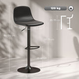 easycomfort easycomfort set 2 sgabelli da bar con schienale e poggiapiedi altezza regolabile pelle pu e imbottitura nero