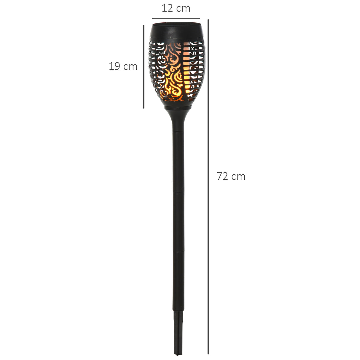 easycomfort easycomfort set 4 faretti da esterno led a energia solare con 4 picchetti in plastica 12x72 cm nero