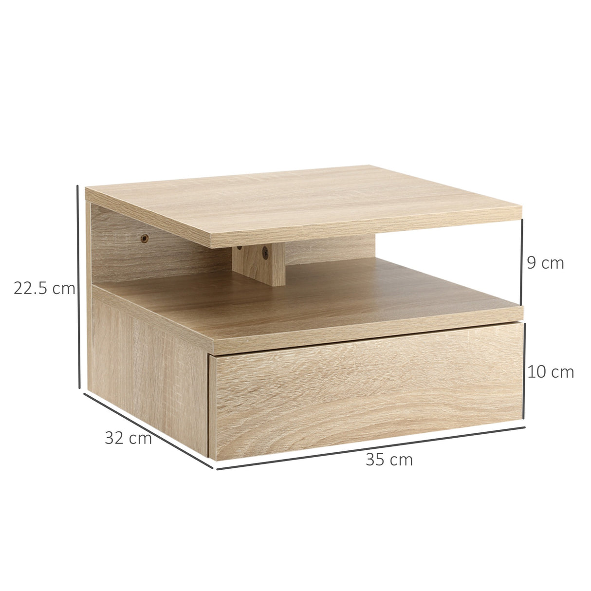 easycomfort easycomfort set da 2 comodini moderni sospesi con cassetto e ripiano in legno 35x32x22 5cm rovere