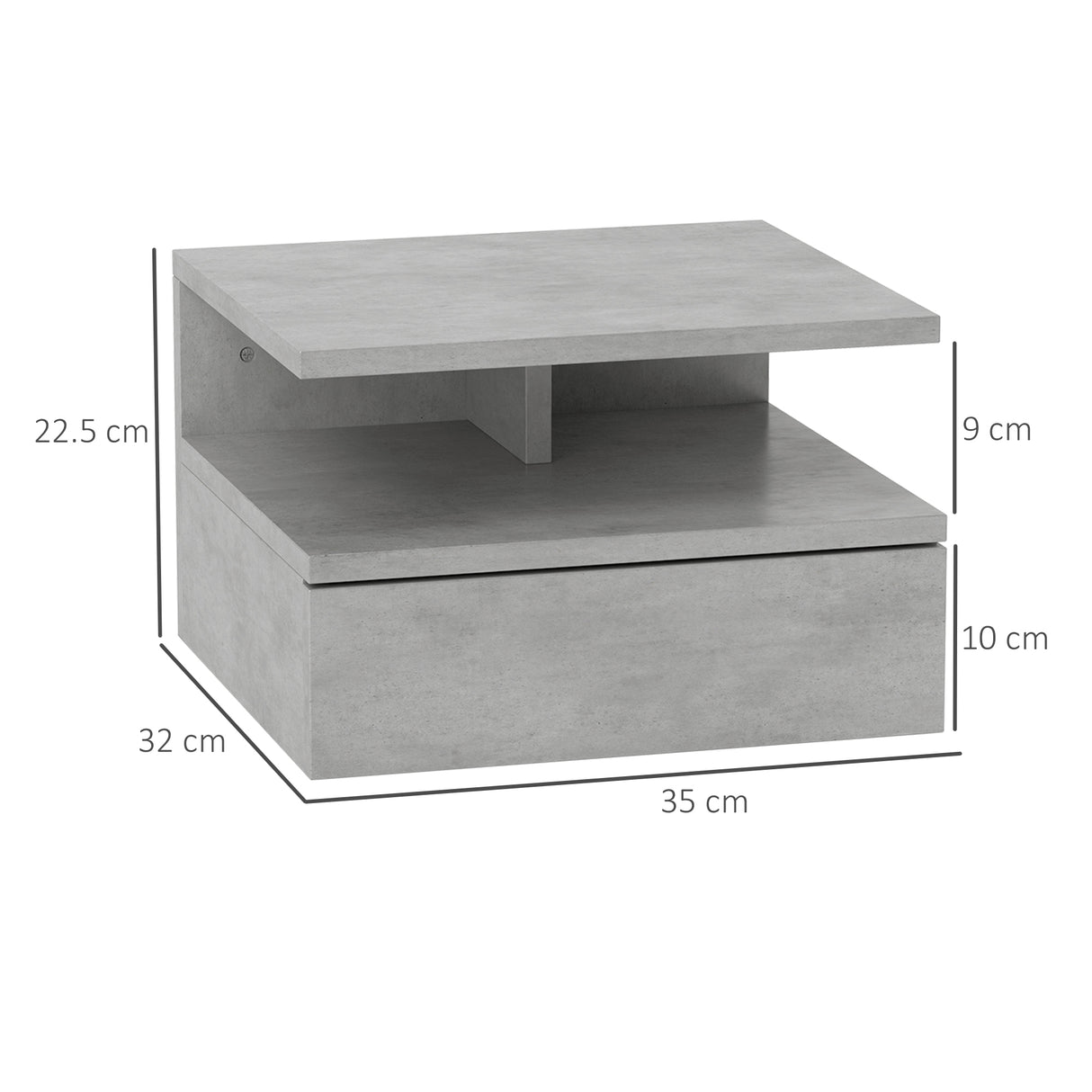easycomfort easycomfort set da 2 comodini sospesi per camera da letto con cassetto e mensola in legno 35x32x22 5cmgrigio