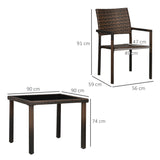 easycomfort easycomfort set da esterni in rattan pe con tavolo e 4 sedie con cuscini marrone