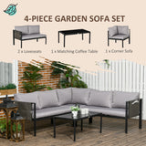 easycomfort easycomfort set da giardino 4 pezzi con 2 divanetti poltrona angolare e tavolino da caffe in vetro temperato