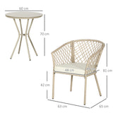 easycomfort easycomfort set da giardino in rattan con 2 poltroncine con cuscini e tavolino da caffe in vetro khaki