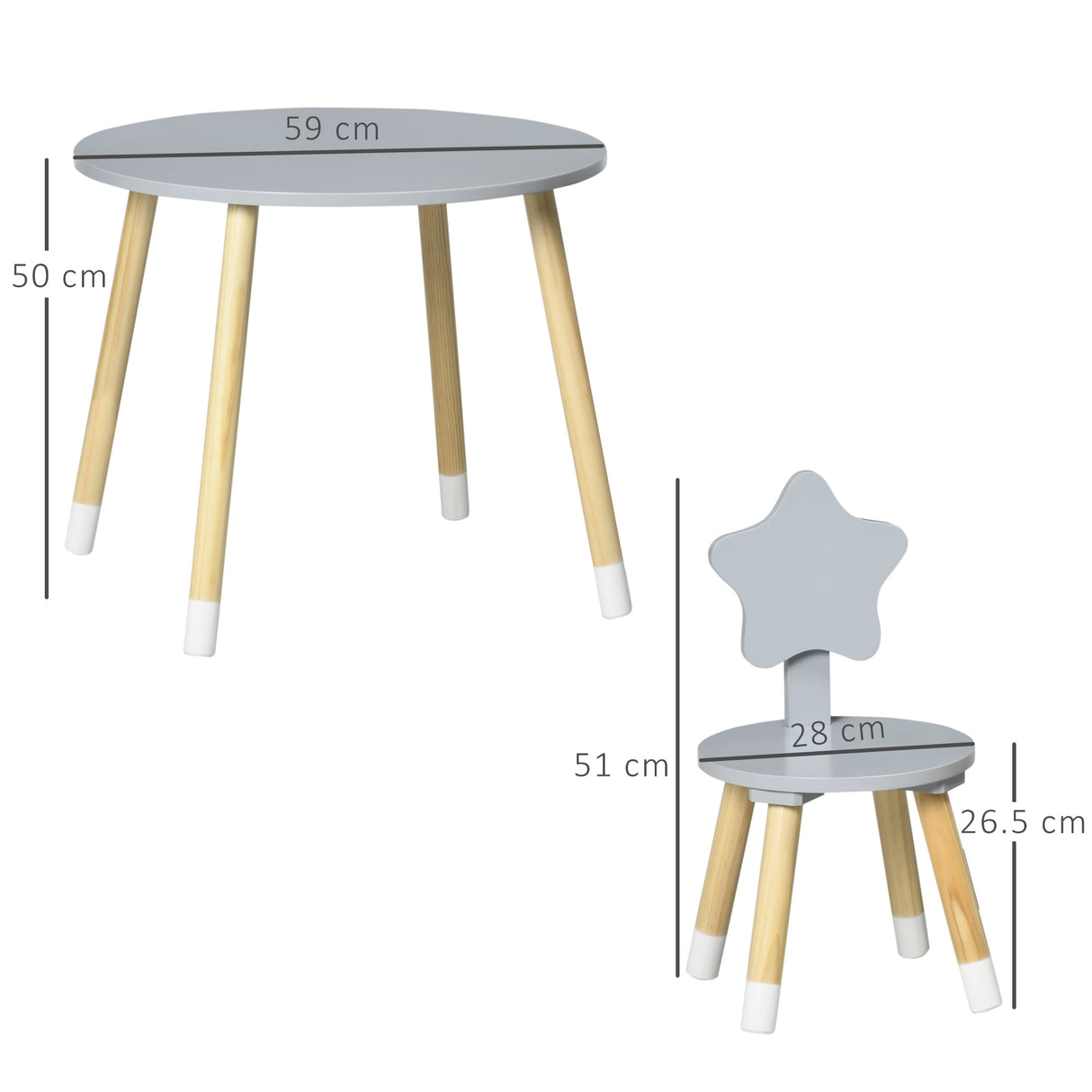 easycomfort easycomfort set tavolo con 2 sedie per bambini in legno eta da 18 mesi a 4 anni grigio