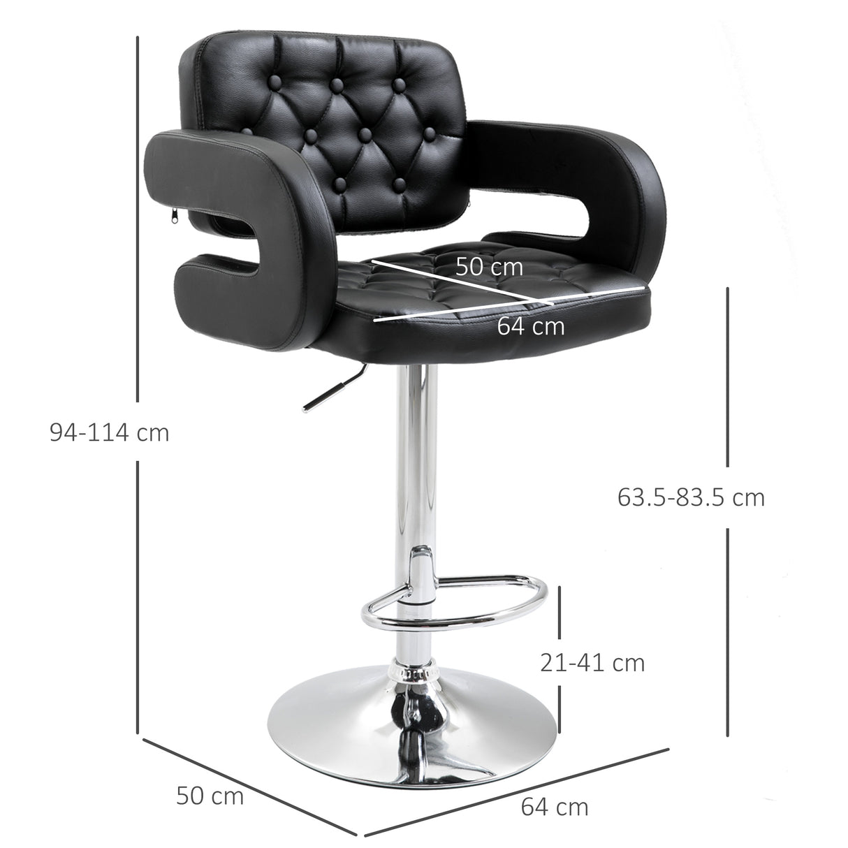 easycomfort easycomfort sgabello da bar alto con schienale e braccioli girevole con altezza regolabile e poggiapiedi finta pelle nera