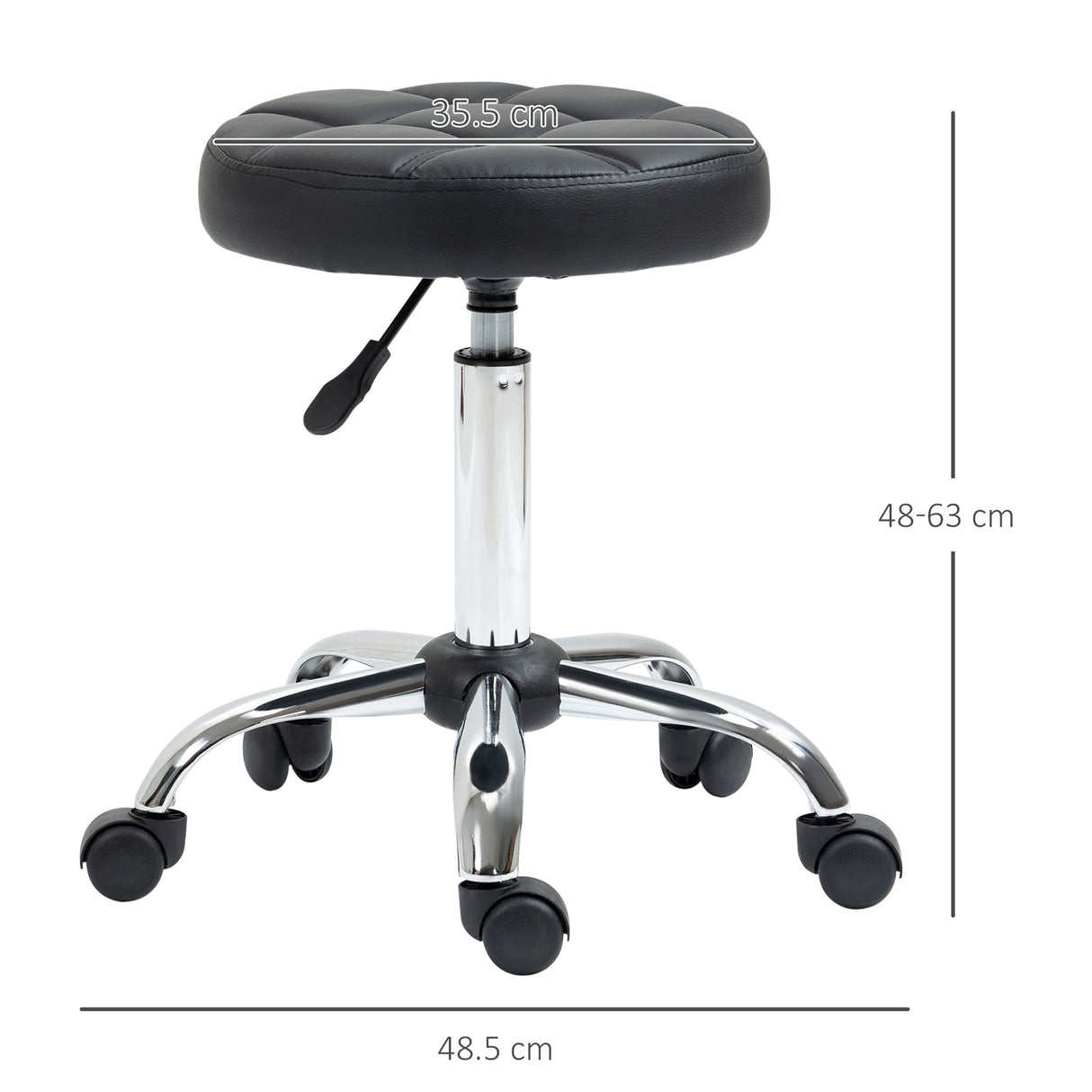 easycomfort easycomfort sgabello girevole rotondo con ruote altezza regolabile e rivestimento in finta pelle nero