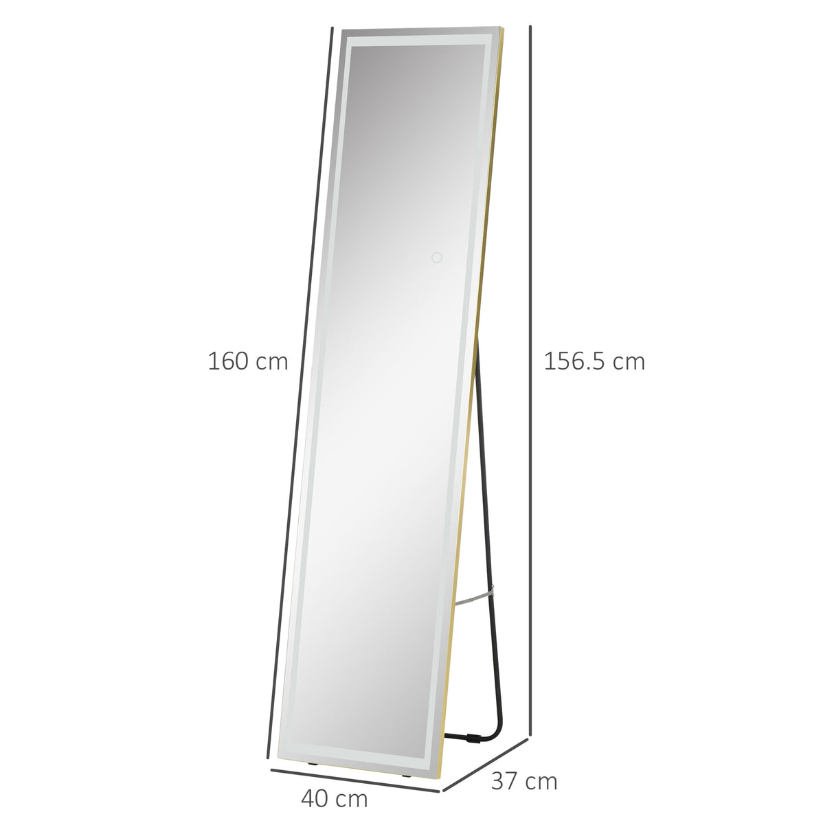 easycomfort easycomfort specchio da terra e da parete con luce led regolabile e telecomando 40x37x156 5cm