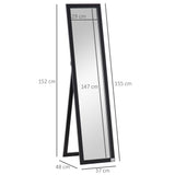 easycomfort easycomfort specchio da terra e parete con supporto richiudibile e cornice in mdf 37x48x152cm nero