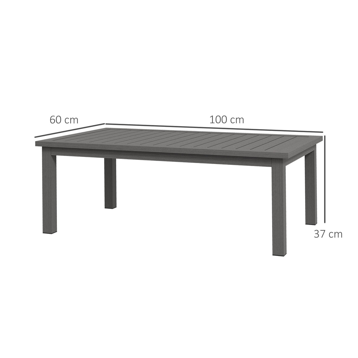 easycomfort easycomfort tavolino per esterni rettangolare in alluminio effetto legno 100x60cm marrone