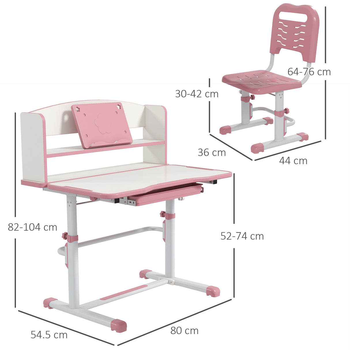 easycomfort easycomfortzonekiz set scrivania per bambini con sedia regolabile in altezza e piano inclinabile eta 6 12 anni rosa