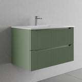 legnox consolle bagno legnox rigo 100 cm verde con 2 cassetti lavabo specchio e lampada