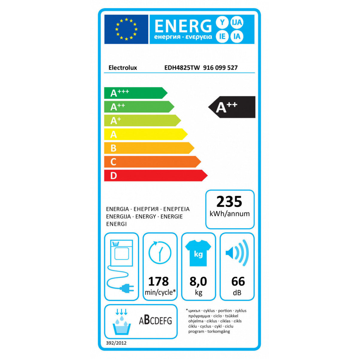 asciugatrice a pompa di calore 8 kg electrolux edh4825tw classe a__
