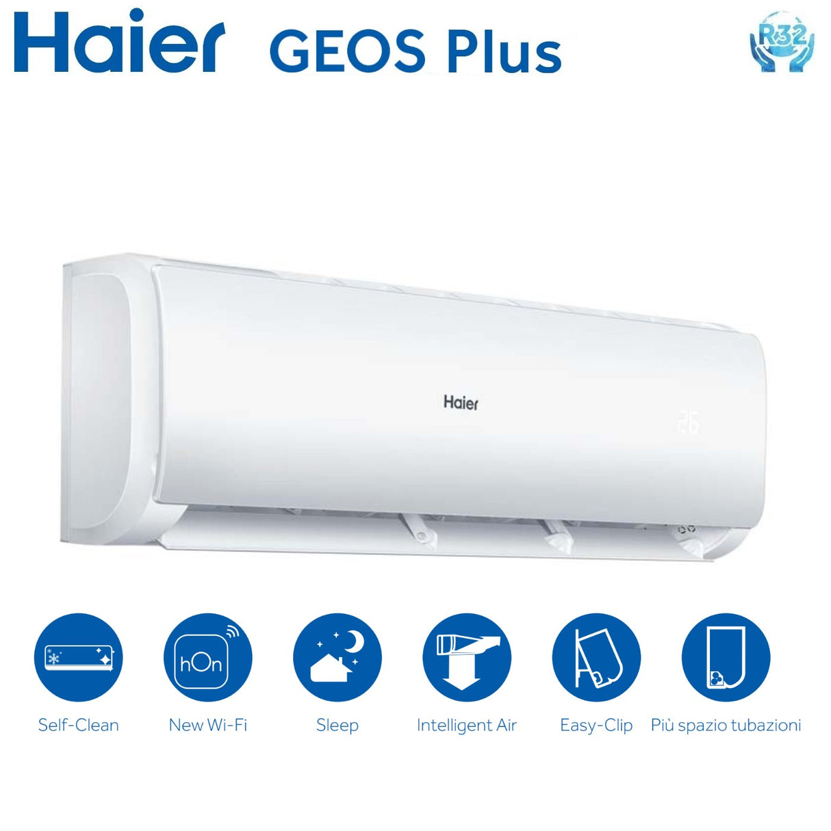 climatizzatore condizionatore haier dual split inverter serie geos 9_12 con 2u50meffra r 32 9000_12000