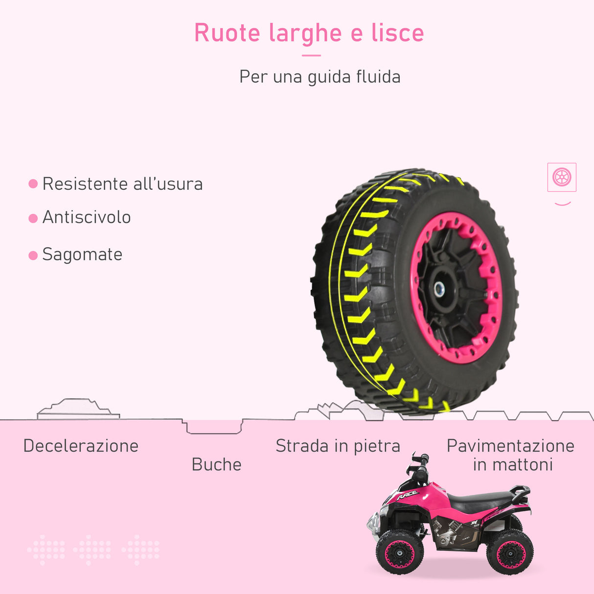 easycomfort area occasioni 2420 easycomfort mini quad per bambini 18 36 mesi a spinta manuale con musiche integrate in pp e metallo 67 5x38x44 cm rosa