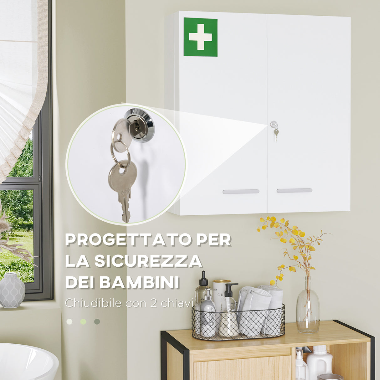 easycomfort easycomfort armadietto medicinali a 6 ripiani con serratura e 2 chiavi in acciaio 55x18x60 cm bianco