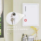 easycomfort easycomfort armadietto medicinali a parete con 2 ripiani e 2 chiavi in acciaio 40x15x53 5 cm bianco