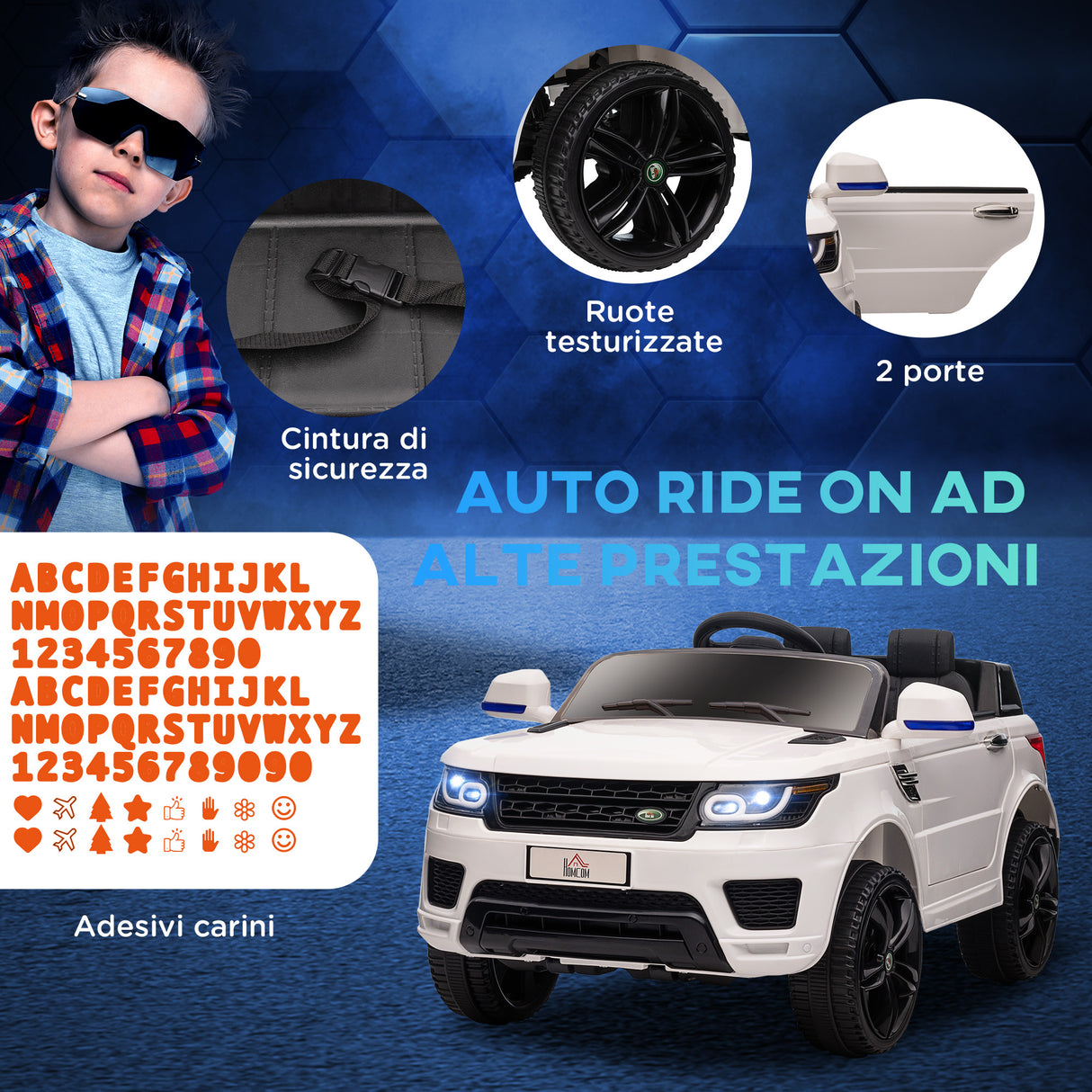 easycomfort easycomfort auto elettrica per bambini 3 6 anni con telecomando macchina con luci led e clacson in pp e metallo 110x68x52 cm bianco