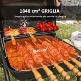 easycomfort easycomfort barbecue a carbone con 3 ripiani e ruote coperchio con presa daria regolabile rosso
