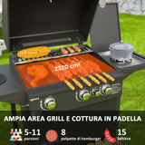 easycomfort easycomfort barbecue a gas con bruciatori indipendenti coperchio con termometro e tavolino laterale nero