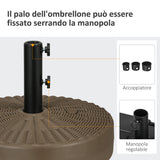 easycomfort easycomfort base per ombrellone con 2 manopole incorporate in hdpe e acciaio 51x36 cm marrone e nero