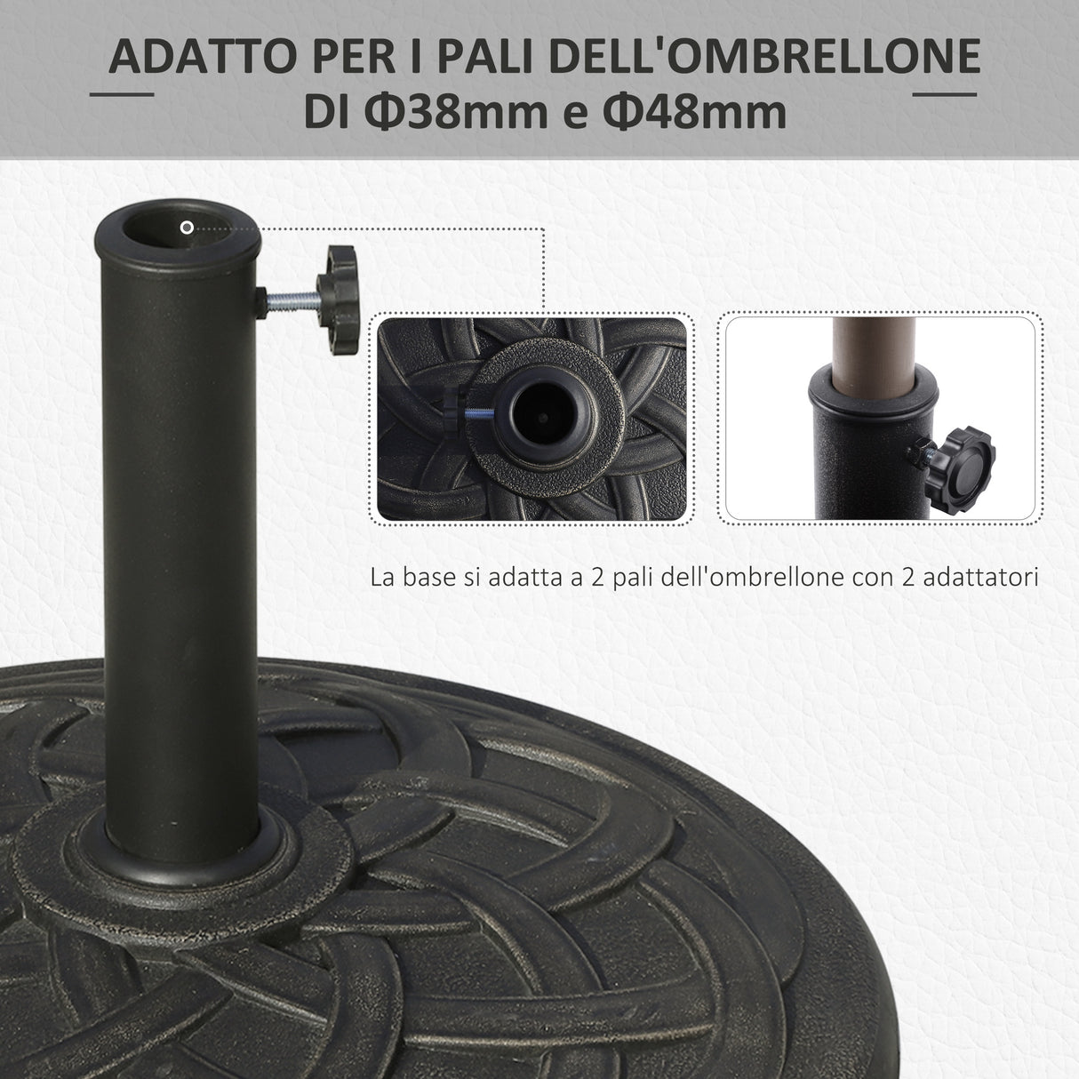 easycomfort easycomfort base per ombrellone in resina 19kg con decorazioni e accoppiatore antiruggine 54 5cm bronzo