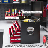 easycomfort easycomfort cassetta per attrezzi a 6 cassetti in acciaio con serratura 60x26x34cm nero e rosso