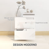 easycomfort easycomfort comodino moderno in legno con 2 cassetti e design lucido 40x40x48 cm bianco