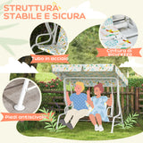 easycomfort easycomfort dondolo per bambini da esterno a 2 posti con tettuccio regolabile e cinture di sicurezza 112x75x120 cm bianco