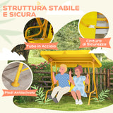 easycomfort easycomfort dondolo per bambini da esterno a 2 posti con tettuccio regolabile e cinture di sicurezza 112x75x120 cm giallo